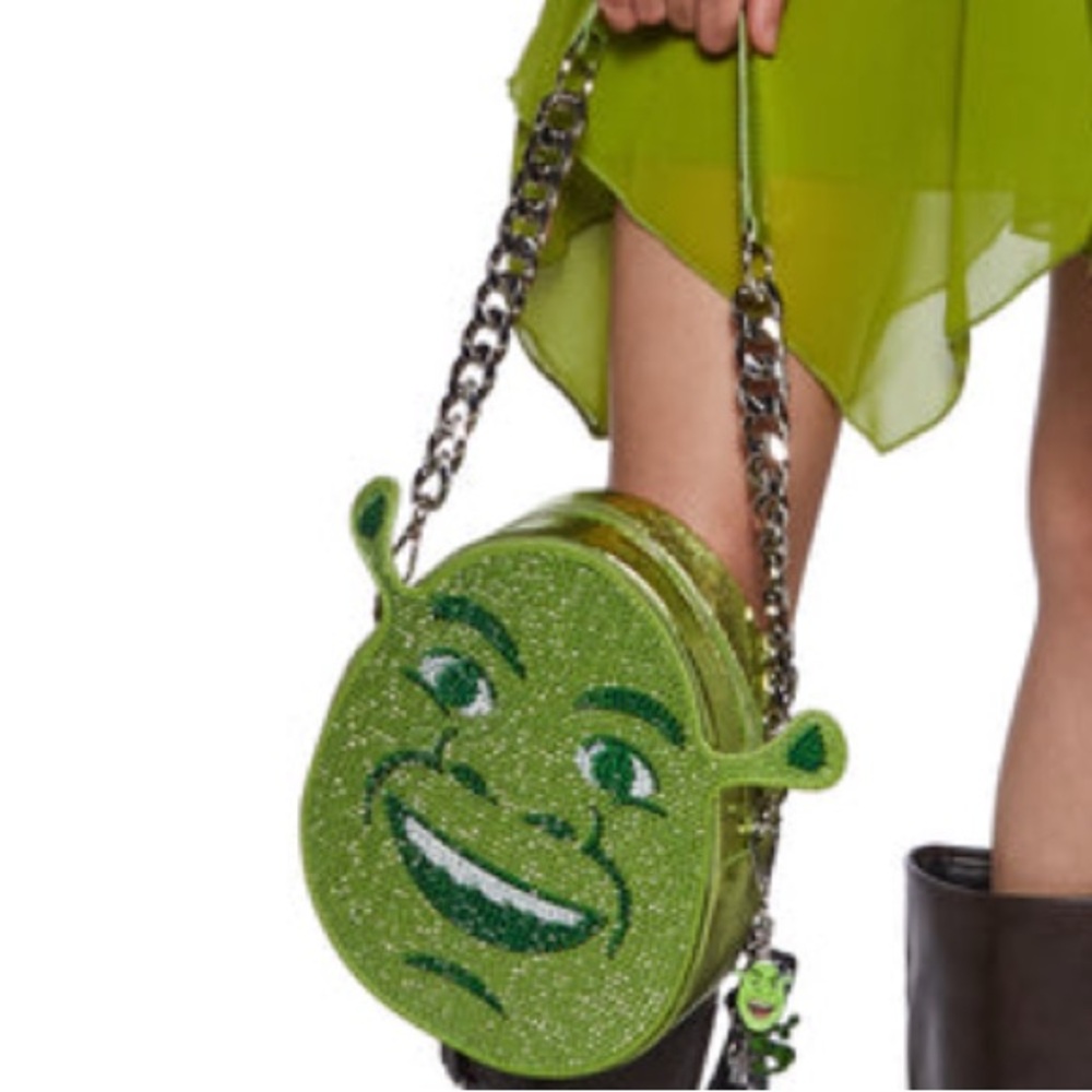 Green Rhinestone Shrek Face Crossbody Bag NEW BBOX4 - Picture 7 of 11